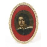 Spanish School, 17th centuryPORTRAIT OF A YOUNG MAN, HEAD AND SHOULDERSOil on copper6.5 x 5cm