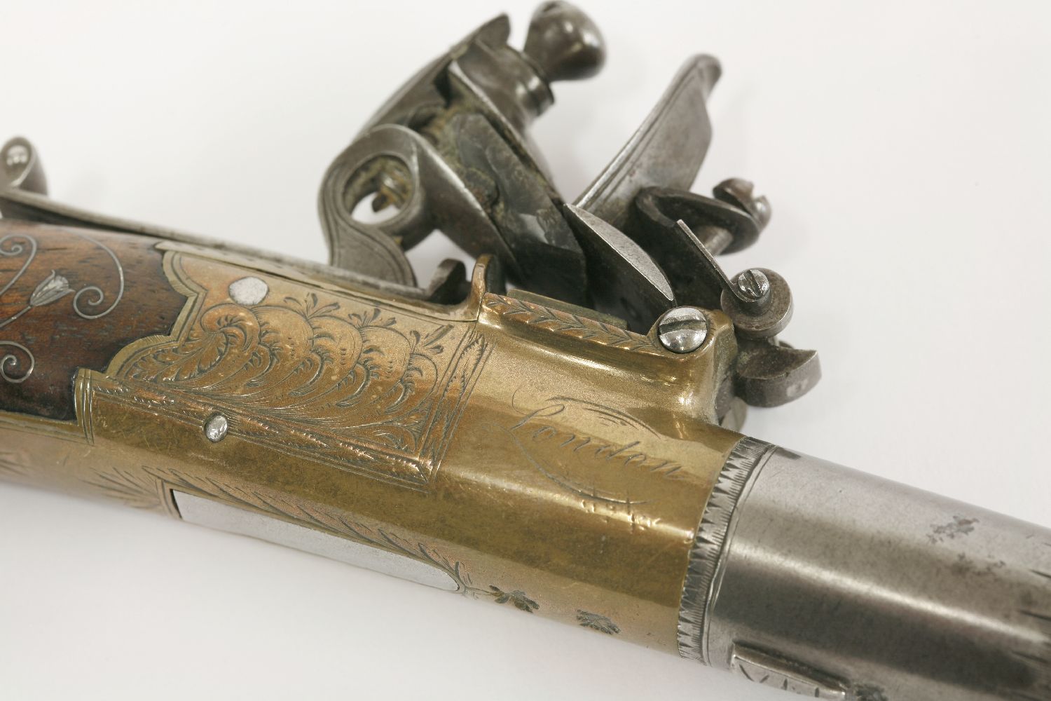 A flintlock pocket pistol, c.1800, by Smith, London, with turn-off barrel and brass stock, - Image 3 of 4