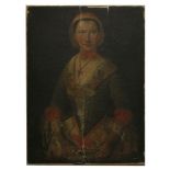 Flemish School, early 18th centuryPORTRAIT OF A LADY, HALF LENGTH, IN AN EMBROIDERED DRESS AND