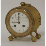 A gilt drum table clock,the painted enamel dial inscribed 'Brandt, Jeanrenaud et Robert', with a