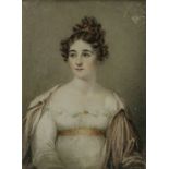 Mary Ann Knight (1776-1851)'PORTRAIT OF LADY CATHERINE...' (on torn label)Miniature on ivory, signed