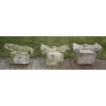 Three stone Composite order capitals,with losses,64cm wide47cm deep (3)