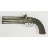 An over-and-under muzzle loading percussion pistol, c.1850, George & John Deane London, smooth bore,