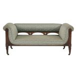 A Victorian walnut and satinwood settee,the back inset with two jasperware panels,177cm wide