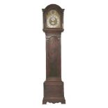 A mahogany longcase clock,18th century, the arched brass dial with date and seconds dials, inscribed