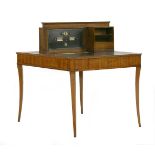 An unusual clerks'/partners' desk,each side with a leather writing surface and centred with