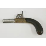 A Reilly percussion muff pistol,19th century, with octagonal turn-off barrel, engraved 'Reilly,