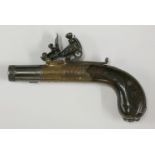 A flintlock pocket pistol, c.1800, by Smith, London, with turn-off barrel and brass stock,