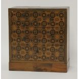 A Japanese parquetry table cabinet,late 19th century, with an arrangement of six drawers, with all-