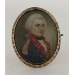 English School, c.1795PORTRAIT OF AN OFFICER OF THE 67TH FOOT, HALF LENGTH, IN UNIFORMMiniature on