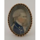 English School, c.1770PORTRAIT OF A GENTLEMAN, BUST LENGTH, IN A BLUE COATMiniature on ivory,