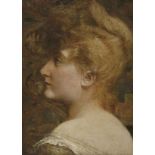 Circle of Frederic, Lord Leighton PRA RWS (1830-1896)A WOMAN IN PROFILE Oil on canvas32 x 24cm