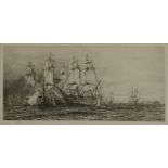 William Lionel Wyllie RA RWS (1851-1931)BATTLE OF TRAFALGARA set of three etchings, all signed in