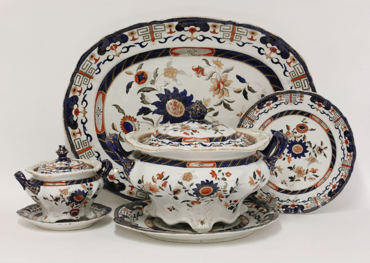 An extensive Mason's ironstone Dinner Service,with a transfer printed design, no. 2508,comprising:40