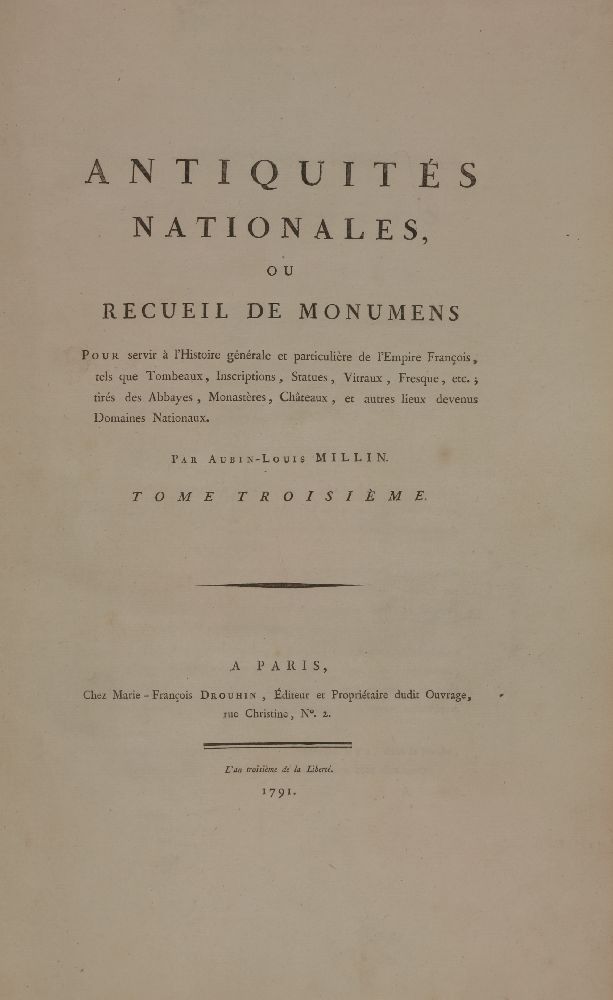 ILLUSTRATED:1.  Millin, (Aubin-Louis): Antiques Nationales.  Ou recueil de monumens pour servir … - Image 6 of 7