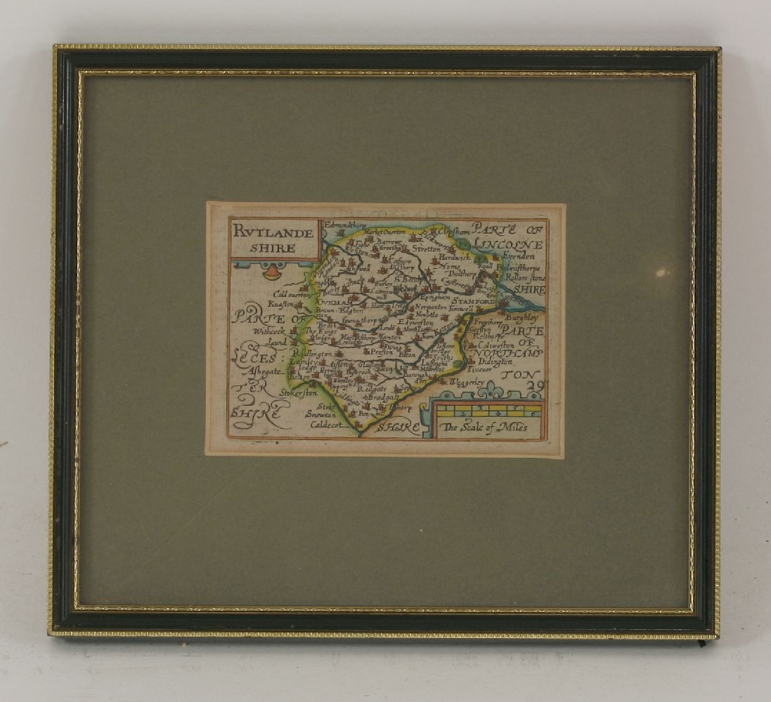 R Blome,A Mapp of the County of Rutland with its hundreds,handcoloured,23 x 23cm,A 'miniature Speed' - Image 3 of 3