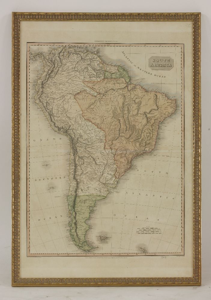 South America,From Pinkerton's Modern Atlas,Cadell & Davis, 1811, hand coloured engraved map,