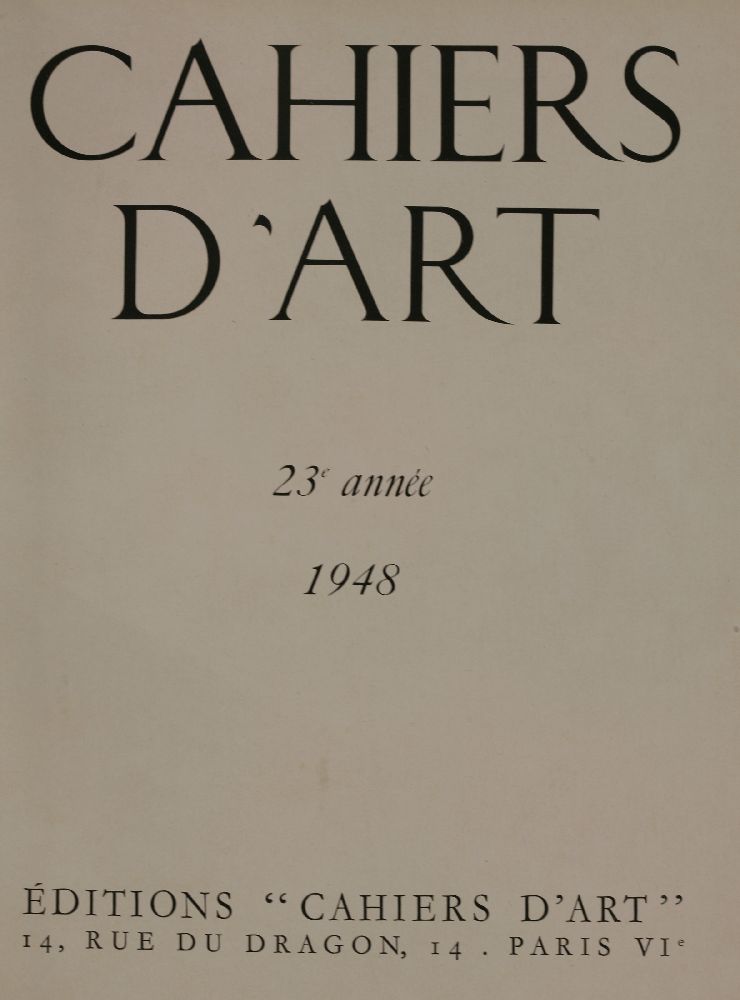 ART BOOKS:1.  Picasso (Illustrator): Cahiers d'Art. 1948, 23e ann‚e.  Folio, leather backed. - Image 4 of 12