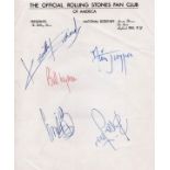 THE ROLLING STONES AUTOGRAPHS:Mick Jagger, Brian Jones, Keith Richards, Bill Wyman and Charlie