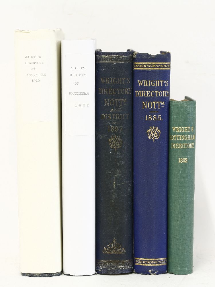 WRIGHT'S DIRECTORY OF NOTTINGHAMSHIRE:1.  1862: No Map, rebound in cloth.  CONDITION: Occasional