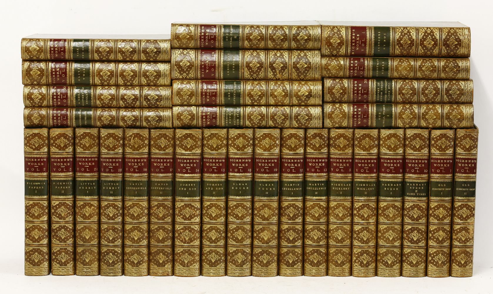 DICKENS, Charles:The Works, Thirty Volumes,The illustrated Library Edition, no date, c.1880.  Full