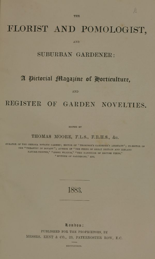 NATURAL HISTORY:1.  Moore, Thomas: The Florist and Pomologist, and Suburban Gardener´1883. L, Kent & - Image 4 of 4