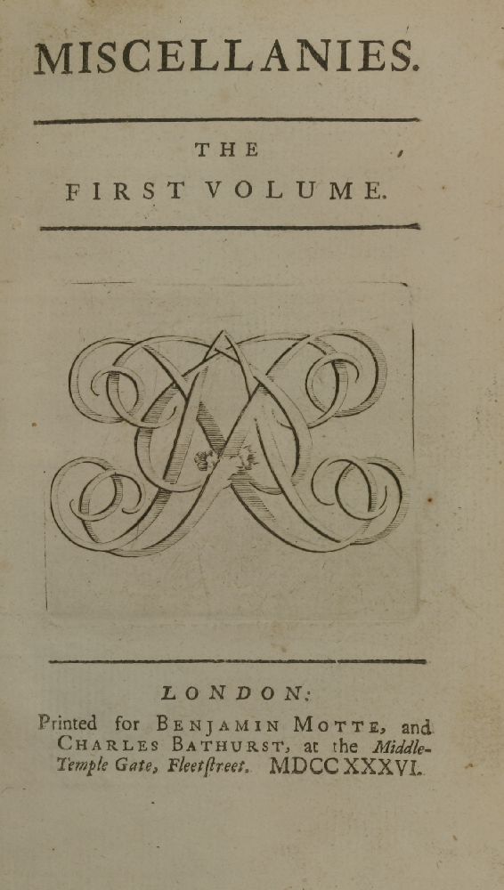 SWIFT, Jonathan:1.  Miscellanies, fourteen volumes.  L, Bathurst, 1736-45 (Vols. 1-12), 1747 (vol. - Image 3 of 4