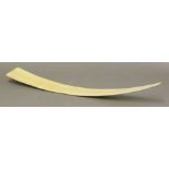 A rare ivory Hu, probably 18th century, the long length of tusk thinly carved and curved, 48.2cm