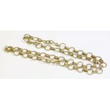 A 9ct gold twisted wire chain link necklace, c.1970,with pairs of twisted wire oval links, between