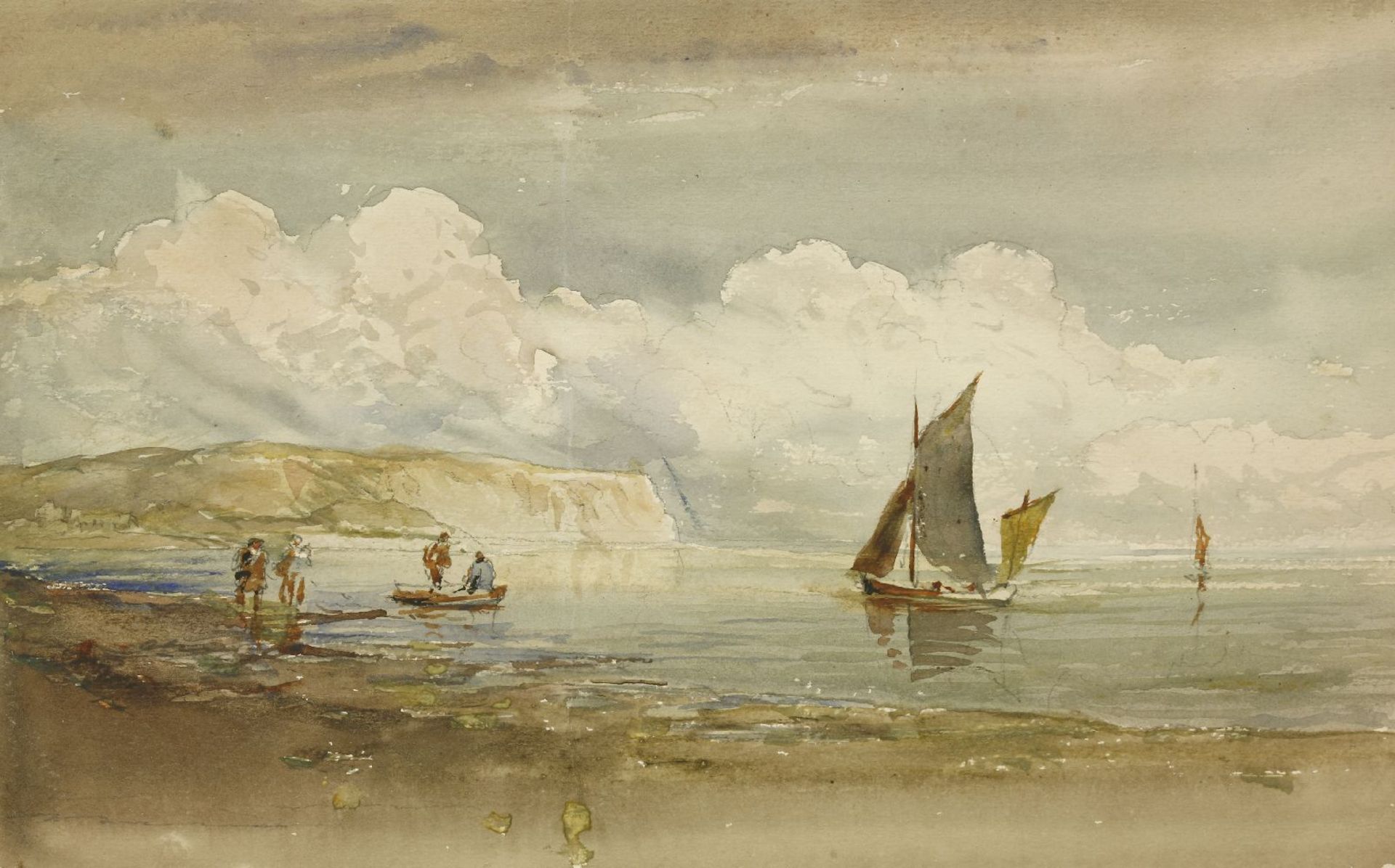 David Cox Jnr. (1809-1885)A COASTAL SCENE WITH SAILING BOATS OFFSHORESigned, watercolour21.5 x 31. - Image 4 of 6