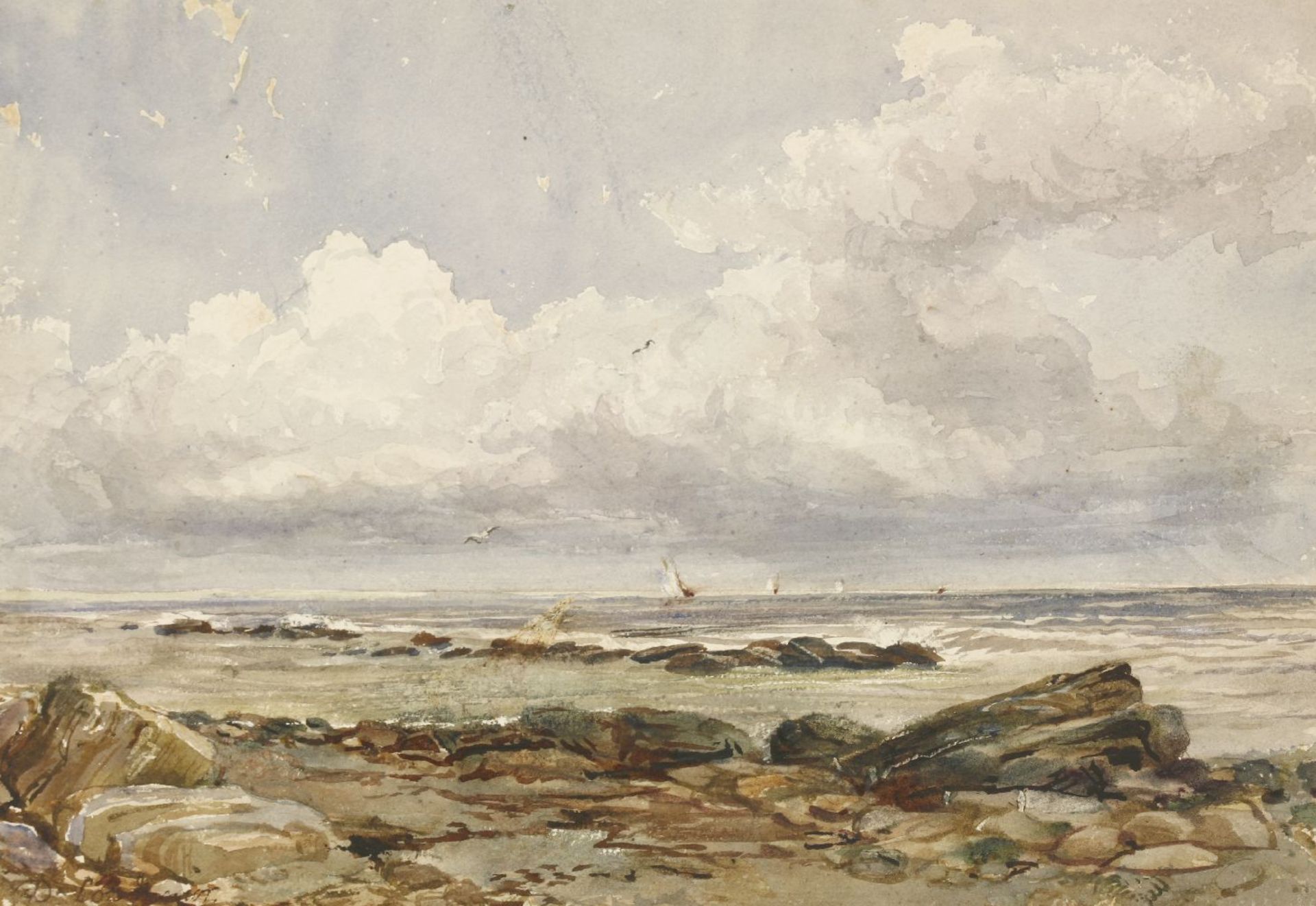 David Cox Jnr. (1809-1885)A COASTAL SCENE WITH SAILING BOATS OFFSHORESigned, watercolour21.5 x 31. - Image 2 of 6