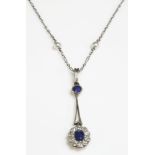 A sapphire, diamond and pearl Edna May pendant, c.1915,with a sapphire and diamond pendant suspended