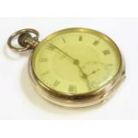 A 9ct gold Limit open-faced pocket watch,50mm diameter, white enamel dial, black Roman numerals,