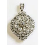 A late Victorian diamond set brooch pendant, c.1880,with detachable brooch fitting, bale and central