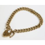 An Edwardian 15ct gold hollow curb link bracelet,with a padlock clasp, Chester 1902