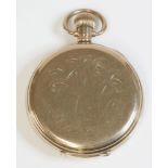 A 9ct gold Waltham USA hunter pocket watch,with a plain front cover and hand engraved monogram to