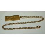 A 9ct gold ingot pendant, and a gold chain