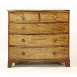 A 19th century inlaid mahogany bow front chest of five drawers