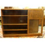 Two French walnut bookcase/cupboards, with adjustable shelves,180cm wide