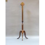 A 19th century rosewood tripod fan stand, with inlaid stringing, 88cm high