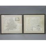 Two maps by Robert Morden, England and Middlesex, both framed, each 37 x 44cm