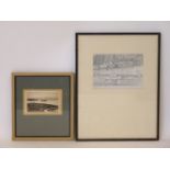 Gerda Roper'LAST ACT', 1980Pencil15.5 x 22cm;and an etching by another hand of a loch in Morayshire