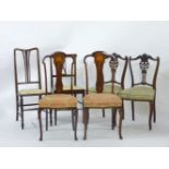 Six assorted chairs, including two pairs of Edwardian bedroom chairs