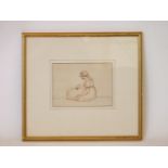 Attributed to Samuel Woodforde RA (1763-1817)A SEATED WOMANBrown ink and red chalk12 x 16cm