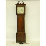 A 19th century oak longcase clock, with square painted dial, 'W Shakeshaft, Preston', now with