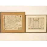 An engraved and coloured map of Essex, and an Ogilby road map from London to Barwick