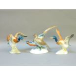 Two Beswick mallards, 749/750, and a Bavarian porcelain model of two pheasants