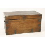 A camphor wood trunk, with brassed corners, straps and carrying handles