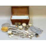A quantity of mixed silver items, to include a set of four Georgian style round salts, teaspoons,