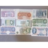 Assorted bank notes of QEII £5 - £1 and ten shillings, some consecutive numbers to include Page